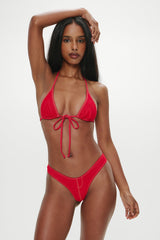 Full Moon Micro Bikini Bottom - Red Denim