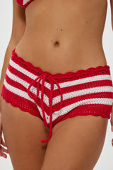 Genevieve Crochet Boy Shorts - Red Ribbon