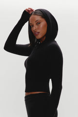 Hazel Knit Hoodie - Black