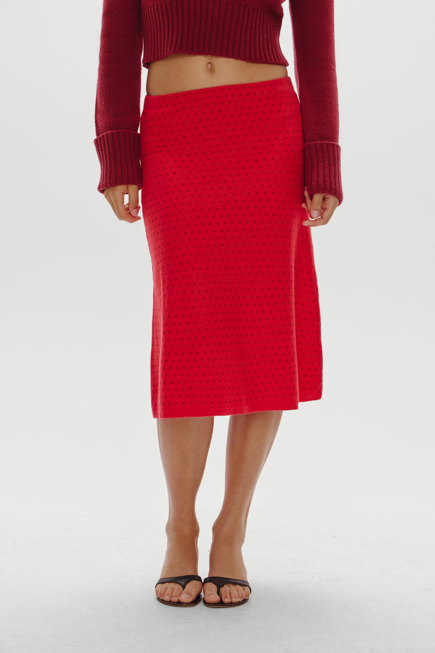 Magnolia Knit Midi Skirt - Cranberry