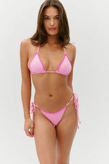 Nick Beaded Triangle Bikini Top - Pastel Pink