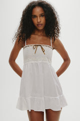Paris Cotton Babydoll Dress - Daisy White