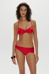 Reece Satin Halter Bikini Top - Lovebird
