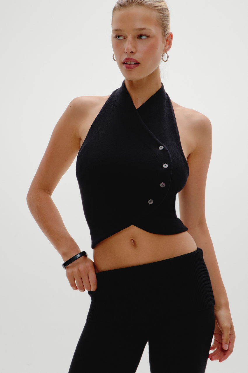 Ryder Knit Halter Top - Black