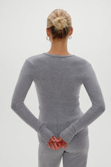 Sienna Zip Up Knit Sweater - Cloud Cover