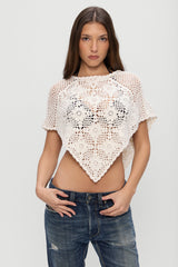 Sophie Crochet Poncho - Soft Sand