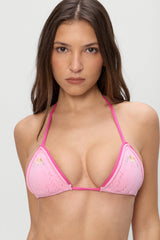 Tide Knit Triangle Bikini Top - Strawberry Lemonade