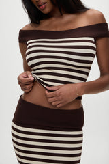 x BELLA HADID Tucker Knit Top - Cowboy Stripe