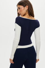 Vail Off The Shoulder Knit Shirt - Deep Sea