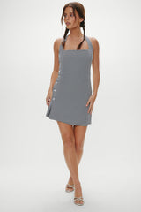 West Cotton Wrap Mini Dress - Morning Gingham
