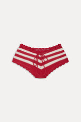 Genevieve Crochet Boy Shorts - Red Ribbon