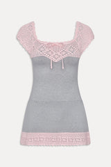 Lover Crochet Knit Mini Dress - Pink Flora