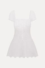 Lucien Cotton Embroidered Mini Dress - Optic White