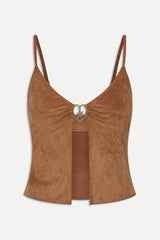 x BELLA HADID Lucy Suede Tankini Bikini Top - Sunkissed Suede