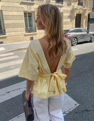 Open-Back Peplum Blouse
