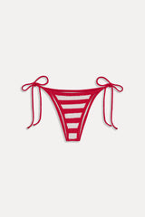 Mackenzie Cheeky Crochet Bikini Bottom - Red Ribbon