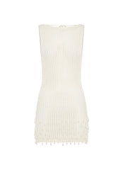 Miracle Beaded Crochet Mini Dress - Ivory