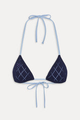 Nick Triangle Halter Bikini Top - Diamond Stitch