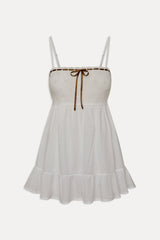 Paris Cotton Babydoll Dress - Daisy White