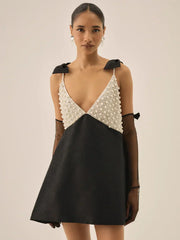 Pearly Bow Mini Dress