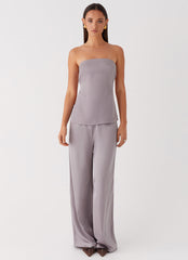 Palm Cove Satin Pants - Grey