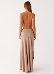Rowan Ray Cowl Maxi Dress - Light Taupe