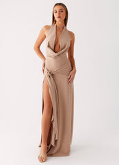 Rowan Ray Cowl Maxi Dress - Light Taupe