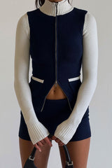 Carter Zip Up Knit Sweater - Starlight