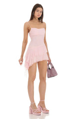 Mesh Tassel Dress In Pink
