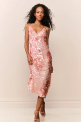 Kayleen Peach Sequin Midi Dress