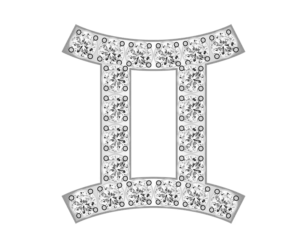Gemini Mini Zodiac Icon - Pavé/Silver
