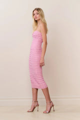 Eclipse Rhinestone Scallop Bandage Dress