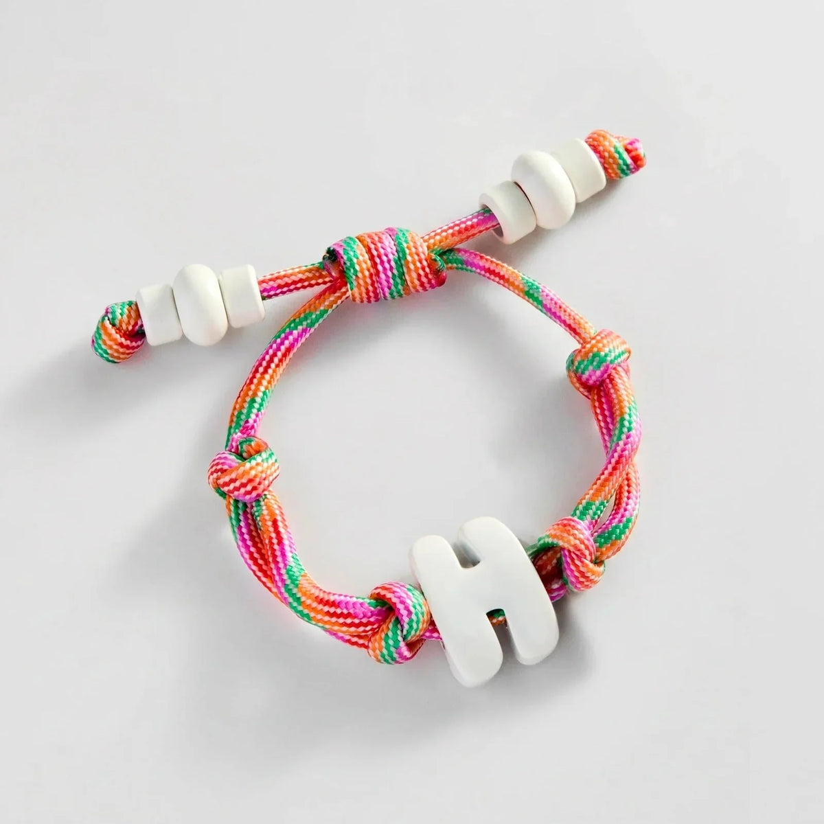 Knotty Enamel Initial Custom Bracelet - Multi/White Single Letter