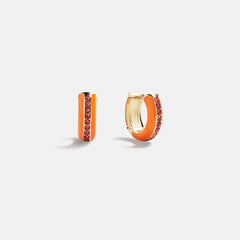 Game Day Enamel Huggie Earrings - Orange