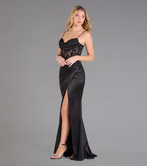 Idra Lace Corset Satin Wrap Formal Dress