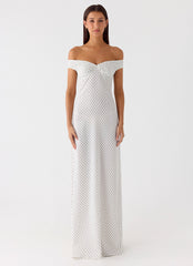 Melany Maxi Dress White Polkadot