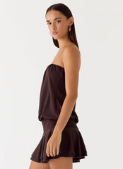 Noreen Strapless Mini Dress Brown